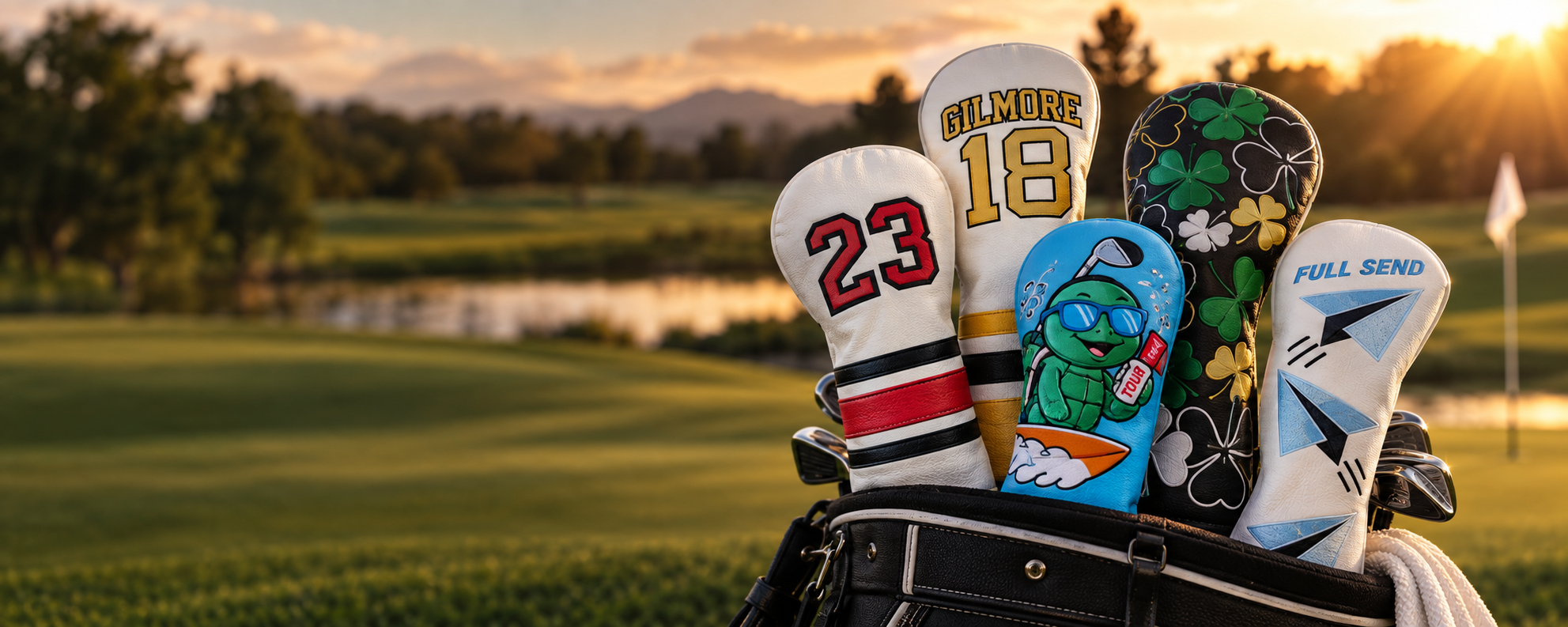 Birdie Box headcovers on the fairway